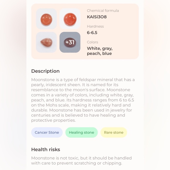 Peach Moonstone Gold Pendant Necklace - Picture 5 of 5